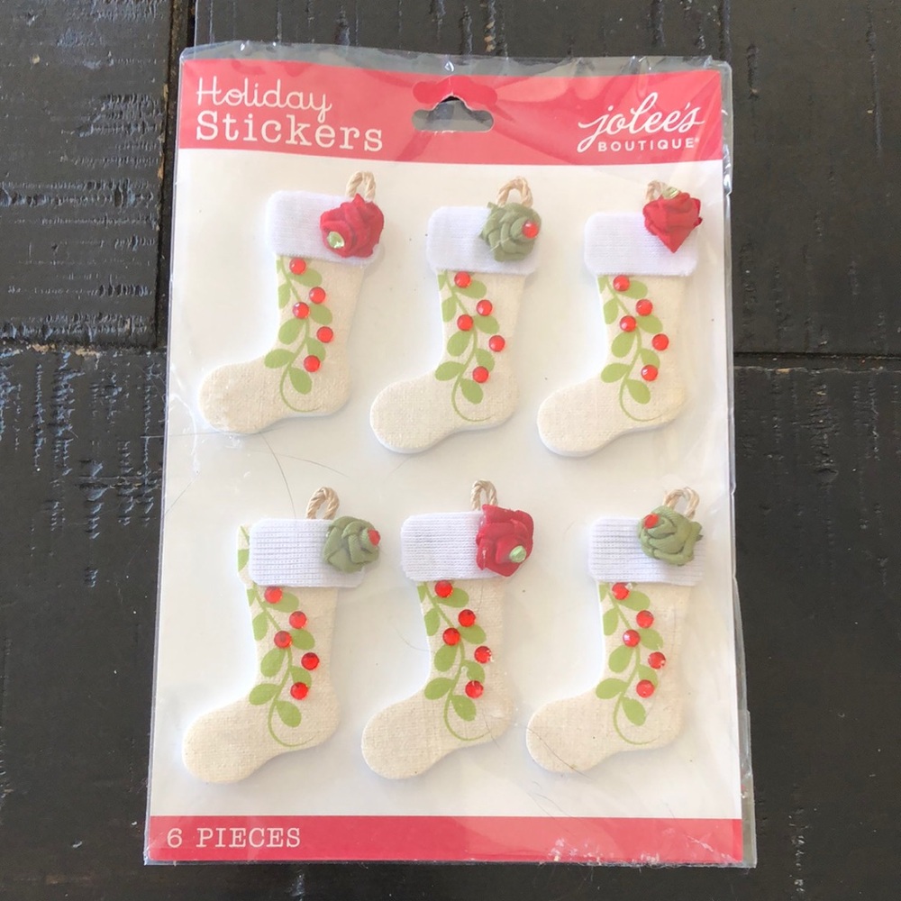 NEW LISTING jolees Boutique Holiday Stocking Stickers - White, Red and Green